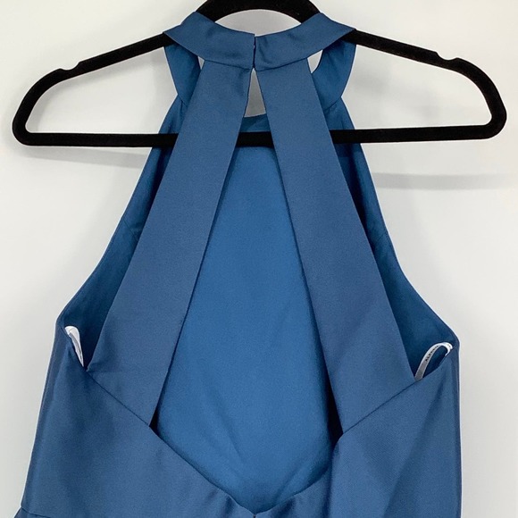 NEW! Alfred Sung Sz 14 High Neck Open Back Satin Cocktail Dress $200 msrp I21-16 - Picture 9 of 11